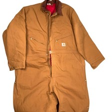 Carhartt X01 BRN Coveralls Men 54R Brown Insulated Duck Canvas Outdoor Workwear