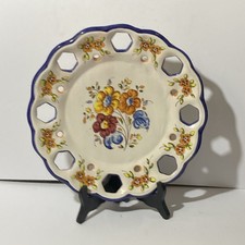 Vintage Ceramic Decorative Floral Spanish Hand Painted Wall Plate 30 Cms