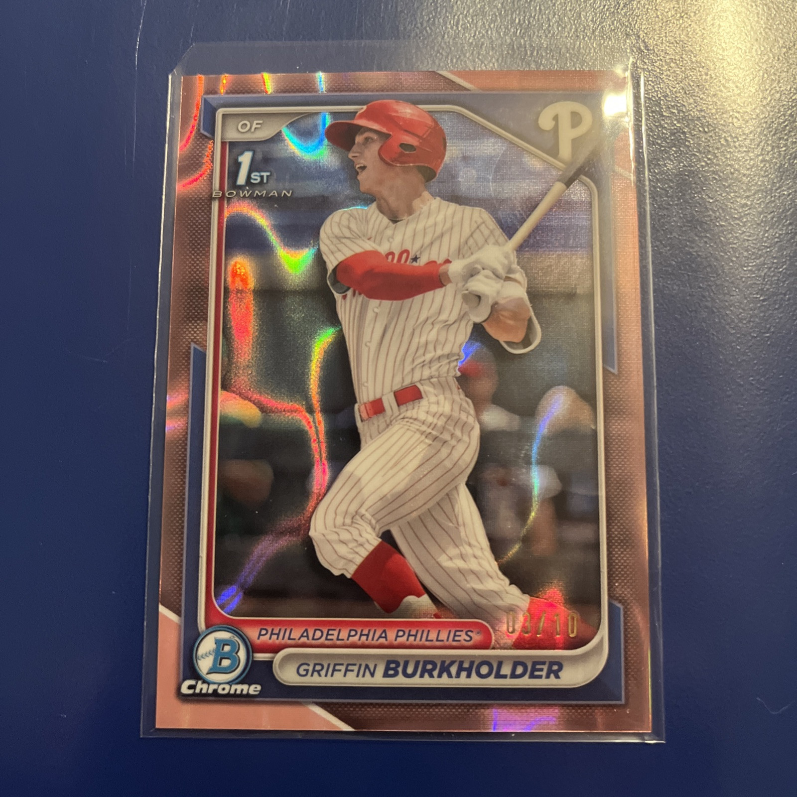 2024 Bowman Draft Chrome 1st-Griffin Burkholder Rose Gold Lava Refractor /10
