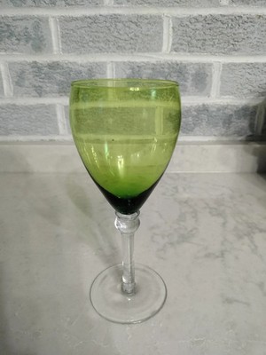 Clear Stem Wine Glass ~8 1/4'' Green Unbranded