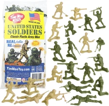 Timmee Plastic Army Men - OD Green Vs Tan 100Pc Toy Soldier Figures Made in USA