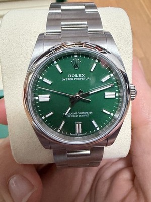 Rolex Oyster Perpetual grünes Zifferblatt Herrenuhr - 126000