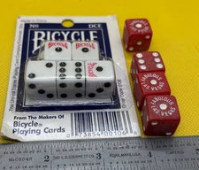 Vintage Bicycle Dice: Pack of 5 USPC Co. + 4 Old Red Las Vegas Dice + Free Ship