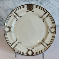 Lenox Belleek Silver Overlay Laurel Wreath Art Deco "L" Plate 7.5" c. 1900