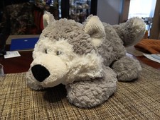 Aurora Wolf/Husky Dog Plush 12" Black Eyes Stuffed Animal 2015 Laying Down PreO