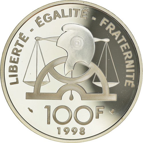 [#182925] Munten, Frankrijk, Condorcet, 100 Francs, 1998, Paris, Proof, FDC, Zil - Afbeelding 2 van 2