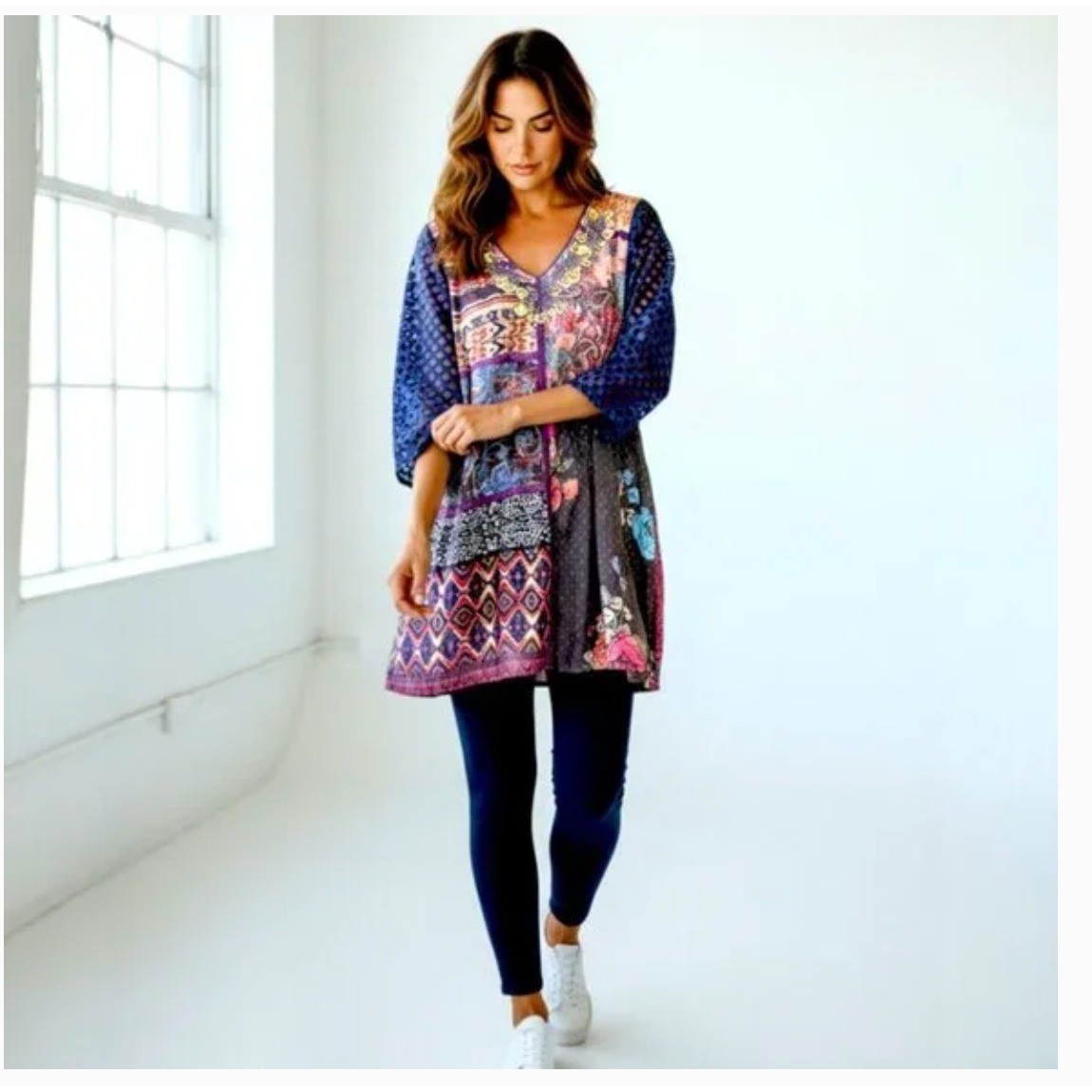 Soft Surroundings All Together Patchwork Boho Tun… - image 1