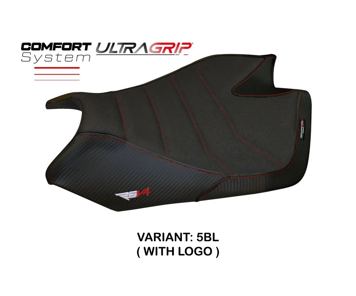 Seat cover Barrie UGrip Comfort Black + logo Tpz comp APRILIA RSV4 2009 2020