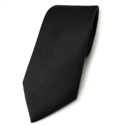 TigerTie Designer Satin Krawatte in schwarz uni - Krawatte 100 % Polyester - Bild 1 von 4