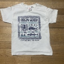 Vintage Hanes Authentic-T Virgin Gorda BVI Graphic T-Shirt Youth XS 2-4 White
