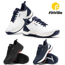 FitVille Men's Golf Shoes Water-Resistant Professional No-Slip Spiked Golf Shoes