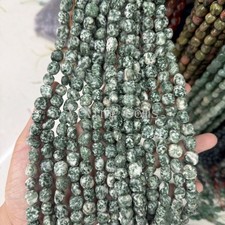 8-10mm Genuine Natural Irregular Smooth Pebble Nugget Green Spot Stone Beads