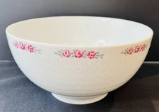 MCM Kaiser Pedestal Serving Bowl, 8” embossed White with Flower Band at Rim