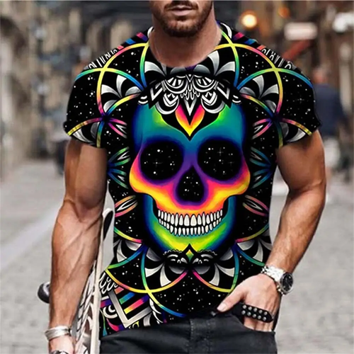 Mens Casual Gothic Skull Heart Hands Graphic Black Short Sleeve T-Shirt UK - Picture 36 of 36
