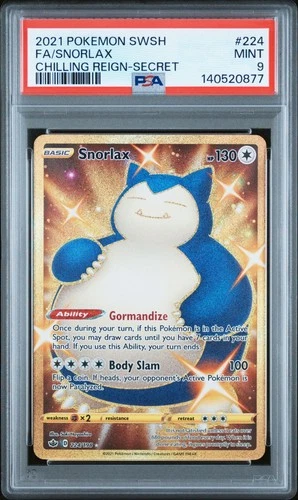 2021 Pokemon Sword & Shield Full Art Snorlax Chilling Reign Secret #224 PSA 9