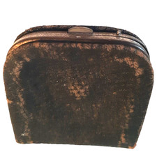 Black Pebble Leather Coin Purse Very Vintage with Inside Snap Pocket Worn