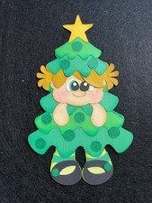 CHRISTMAS Tree with Blonde Girl premade paper piecing scrapbook diecut 3D