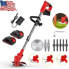 Electric Cordless Grass String Trimmer Lawn Edger Weed Wacker Cutter2*2.0Battery