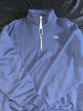 Navy Alo Yoga Men's Quarter Zip Sweatshirt Size medium alo quarterzip sweater