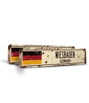 WIESBADEN GERMANY Vintage Style Street Sign German flag city country road wall
