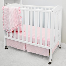 Heavenly Soft Minky Dot 3-Piece Mini/Portable Crib Bedding Set, Pink, for Girls