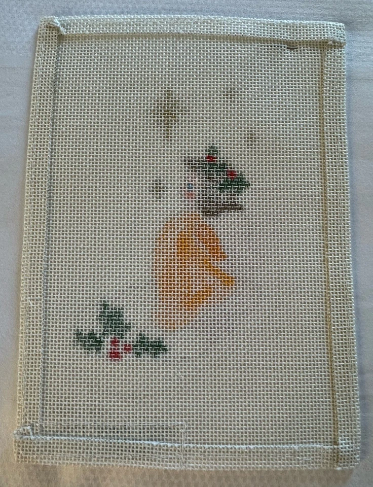 Vintage Deux Amis Needlepoint Canvas Angel Mini Christmas Stocking Yellow Star - Image 3 of 3