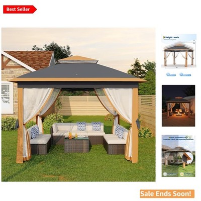 Large 11'x11' Waterproof Gazebo with Easy Setup - Mosquito-Proof Outdoor Retreat