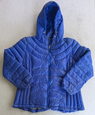 Andrew Marc Women's Hooded Royal Blue Zipper Puffer Jacket Size XXL - Packable