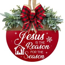 Jesus is the Reason for the Season Sign, Religious Christmas Sign for Front D...