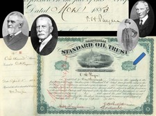 Standard Oil Trust Issued to and Signed by O. H. Payne, Henry M. Flagler and J