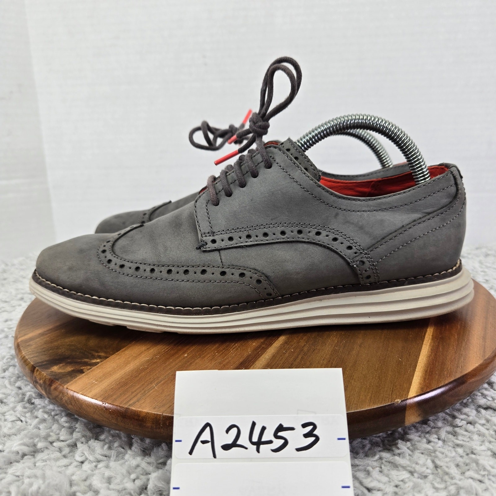 SAOLA Brogue Oxford Cole Haan OriginalGrand grigio pelle nabuk punta alare uomo 8 5 M