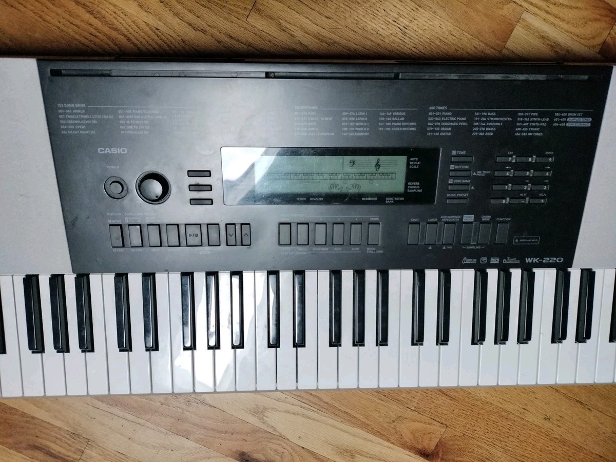Casio Wk-220 Keyboard Electric Piano Portable Stand Power
