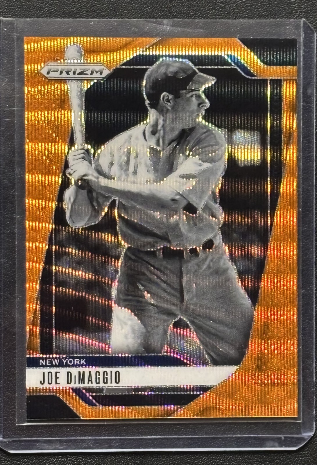 2025 Panini Prizm Joe DiMaggio #180 Orange Wave Prizm /49  HOF New York Yankees