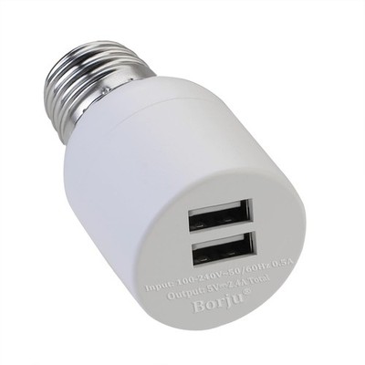 Borju Light Socket USB Adapter for Decorative Lights,Lighting,Security White
