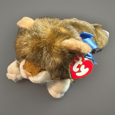 Ty Spice Tabby Kitty Cat Cuddle Plush 1997 Blue Bow Stuffed Animal NWT Vintage