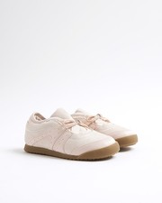 River Island Girls Trainers Pink Bow Slip On Round Toe Casual Sneakers Shoes