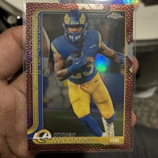 2025 Topps Chrome NFL Kyren Williams FOOTBALL RED LEATHER REFRACTOR Rams