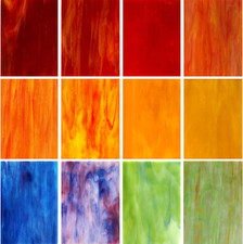 12 Sheets Variety Stained Glass Sheets Pack, 4 X 6 Inch Mosaic Glass Tiles for C