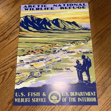 Vintage National Park Poster Naturalist Service 11.5” x 15.5” Arctic Wildlife