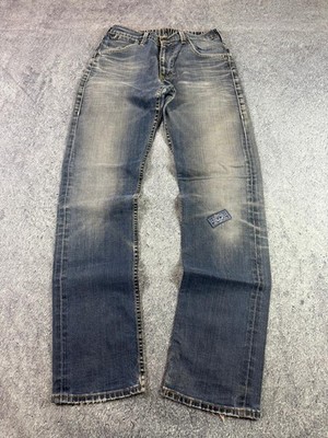 Levi's 504 Jeans Herren W30 L34 Blau Denim Verblasst Red Tab 5 Taschen Gerades Bein
