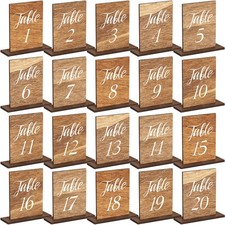 20 PCS Classic Style Wooden Wedding Table Numbers 120 With Base Rustic Sign