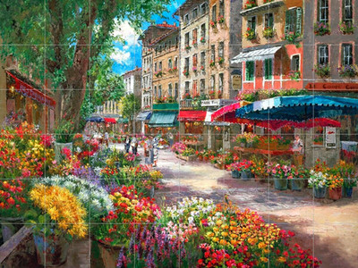 Ceramic Backsplash Tile Mural Street Scene Landscape Kitchen/Bathroom/Shower - P