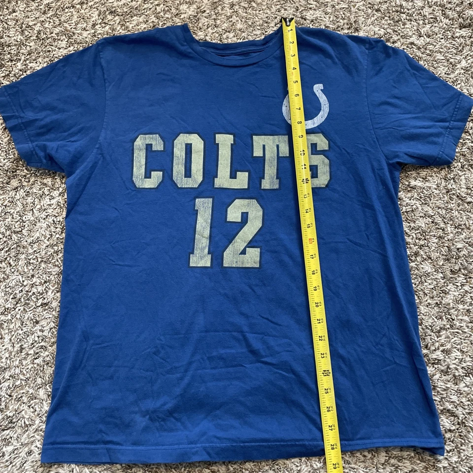 Camisa masculina de algodão manga curta azul Majestic XL Indianapolis Colts Andrew Luck - Imagem 3 de 4