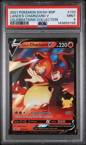 2021 POKEMON SWSH PROMO CELEBRATIONS COLLECTION LANCE'S CHARIZARD V PSA 9