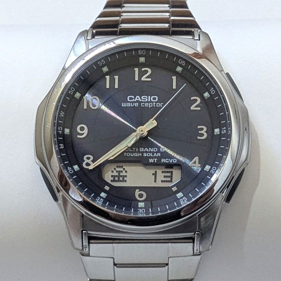CASIO WAVE CEPTOR WVA-M630 Multi Band Blick dial Men's Watch From