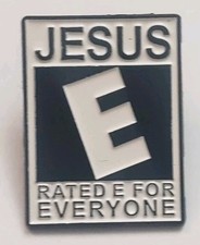 "Jesus Rated E For Everyone" Enamel Religious Lapel Hat Bookbag Pin Brooch 