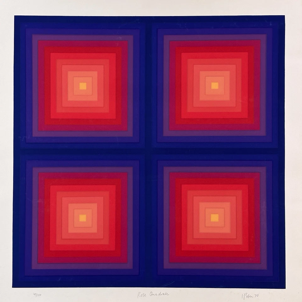 Original JÜRGEN PETERS Handsignierte Serigraphie 1970 Siebdruck wie Josef Albers - Bild 1 von 4