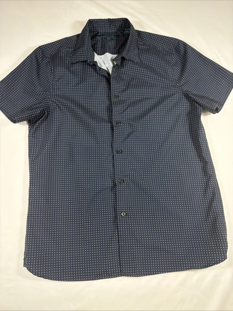 Polka Dot Short Sleeve Slim Casual Button-Down Shirts for Men for