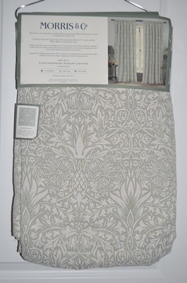 NEW William Morris & Co. Set Of 2 SNAKESHEAD GREEN Window Curtain 36 x 96 