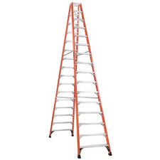 Louisville Fm1416hd 16 Ft Fiberglass Twin Stepladder, 375 Lb Capacity